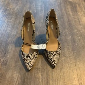 Express Snakeskin Print Pumps